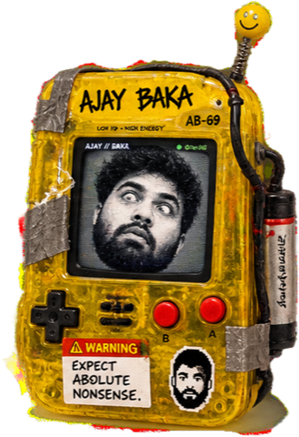 AJAY BAKA unit: a translucent yellow handheld toy